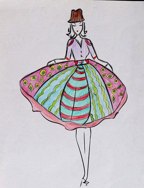 Fashion Illustration implementing the Elements of Design - Chellammal Vidhyashram