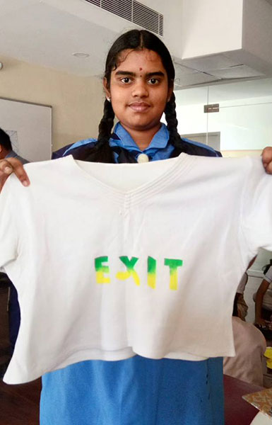 Stencil Printing on Tshirts - Mahatma Global Gateway School